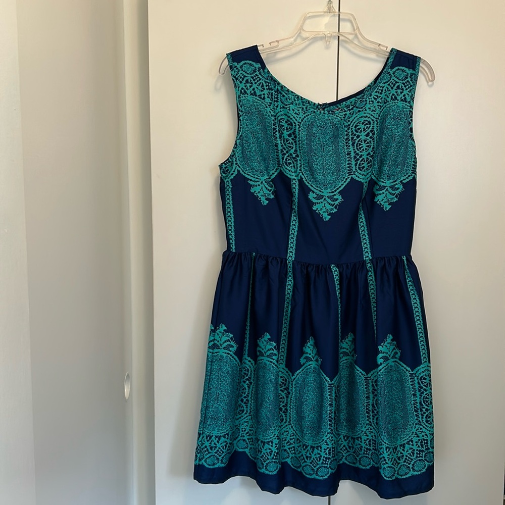 Blue and Teal Sleeveless Dress